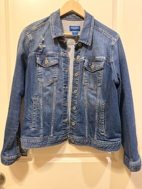 Arizona Jean Company Distressed Medium Blue Denim Jacket
